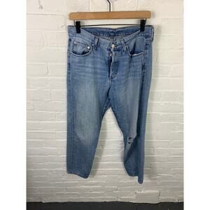 Outerknown Women's High Rise Fillmore Boyfriend Jeans Distressed Blue Size 27